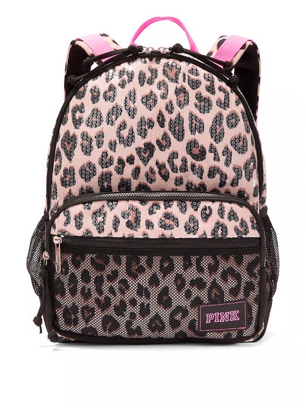 PINK Victoria's Secret Kids Leopard Sequin Backpack - Pink/Black 16.3 Liters - Picture 2 of 5
